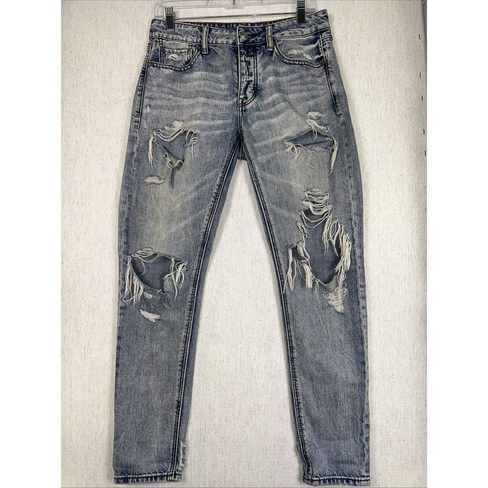 American Eagle Tomgirl Women's Distressed Acid‎ Wash Blue Denim Jeans Size 2